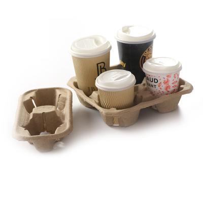 China Biodegradable Paper Coffee Beverage Cup Holder 4 Hot Cup Tray Carrier for sale