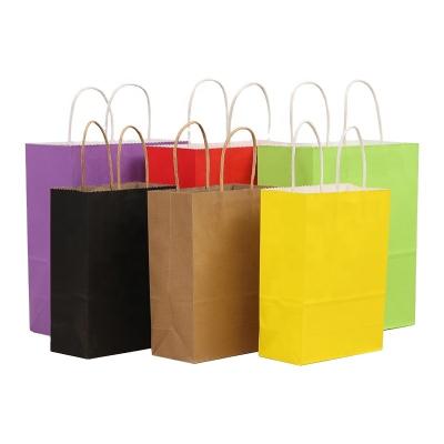 China Disposable Kraft Paper Bag With Handle Take Away Bag Custom Printing Logo for sale