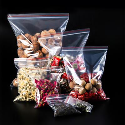 China Various Size Clear Plastic LDPE Smell Proof Zip Lock Food Storage Bags Moisture Proof With Red Line for sale