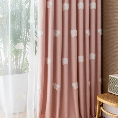 China Fireproof curtains for children's room children's room simple simplicity cloud embroidery Nordic pink cartoon warmth living room bedroom for sale