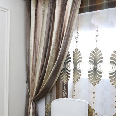 China Meisi Mengsa Flame Retardant Flannel Printed Curtain Fabric Bedroom Living Room Custom Finished Shading Embroidered Curtain Coffee Color for sale