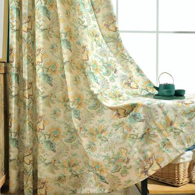 China Fireproof Modern Curtains For Living Room Bedroom Boutique Fresh Pastoral Simplicity Polyester Cotton Printing Curtain Tulle Fabric for sale