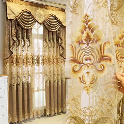 China 2021 Modern New European Style Custom Shading Chenille Embroidery For High End Curtains For Living Dining Room Bedroom for sale