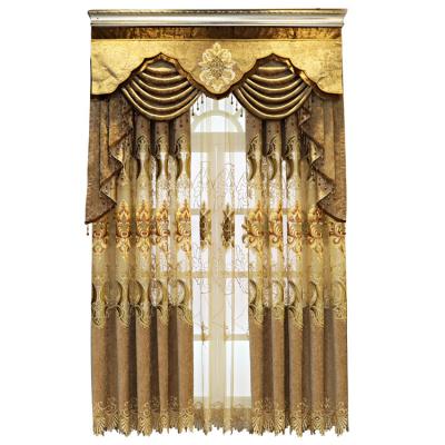 China Blackout ready made curtains for sale luxury jacquard textiles fabric lace embroidery curtains for living room for sale