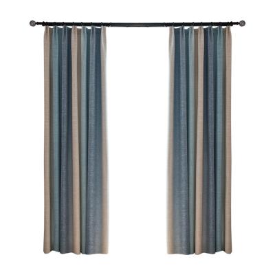 China Mediterranean style flame retardant cotton and Nordic striped linen curtains finished simple modern bedroom living room customization for sale