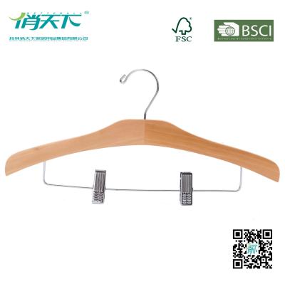 China Betterall Luxury Environmentally-friendly Wooden Pant Hanger with Non-slip Clips for sale