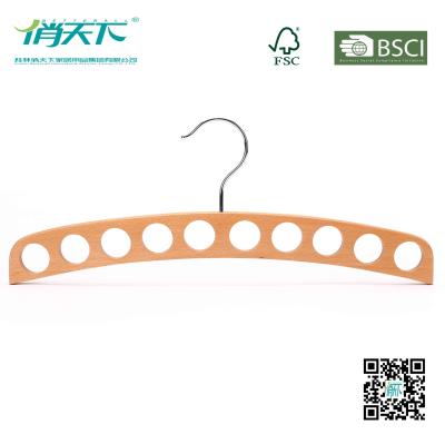 China Betterall Burly-wood Color Curved Wooden Ties Hanger with Ten Holes for sale