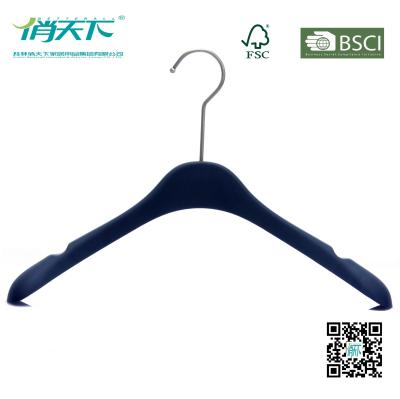 China Betterall High-quality Dark Blue Plastic Hanger with Skid-proof Shoulder for sale