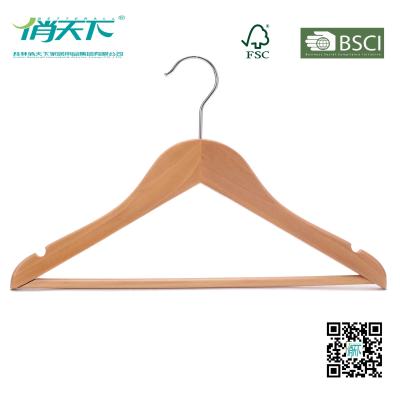 China Betterall Natural Burly-wood Wooden Kids Hanger with Cross-bar for sale