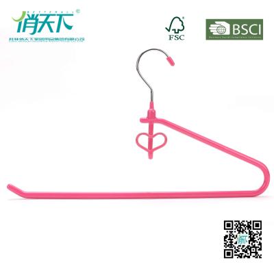 China Betterall One Arm Shape Pink PVC Coated Wire Hanger For Pant for sale