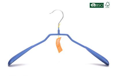 China Betterall Durable Widen Shoulder Blue Color Coated Steel PVC Metal Coat Hanger for sale