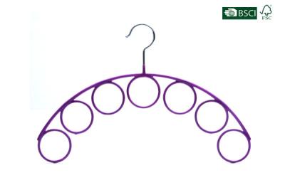 China Betterall Purple Arc - shaped Curved Seven Holes PVC Metal Hanger for Ties for sale