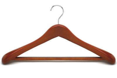 China Betterall WL8021 Walnut Color Chrome Ball End  Hook Home Usage  Lotus Wood Garment Hanger Luxury Wooden Shirt Hanger for sale