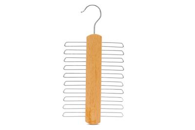 China Betterall Twenty Tiers Burlywood Color Ball End Hook Closet Usage Wooden Tie Hanger for sale