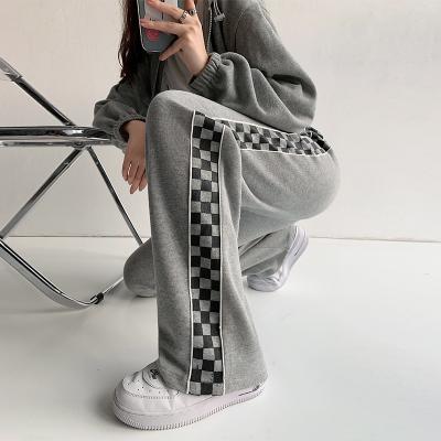 China New Arrival Breathable Ins Style Pants Womens High Waist Wide-Leg Jogger Checkerboard Casual Pants for sale