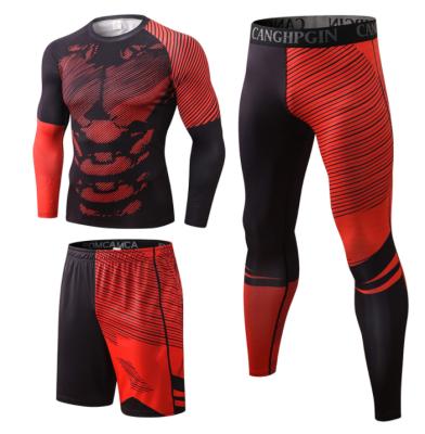 China Breathable Muscle Piezas de cortos traje de yoga de 3 de trouses de mallas de larga de Sudadera de entrenamiento Para hombre camiseta de manga for sale