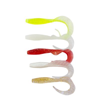 China 2.5g 75mm Long Lifelike Leading Worm Shirt Tail Glow Bait Water Top Lures for sale