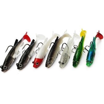 China 7.5cm Jig 13g Head T Head Realistic Paddle Tail Fish Forms Artificial Soft Lures Fishing Lure Shad Bait for sale