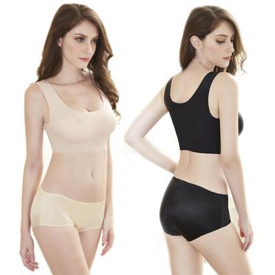 China Ladies QUICK DRY One Piece Seamless Wire Free Gather Lift Up Vest Underwear Breathable Panties Set Women Bra And Panties Set for sale