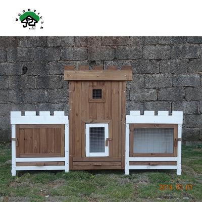 China Wholesale Custom Viable Style Wooden Rabbit Castle House Pet Gift Hutch for sale