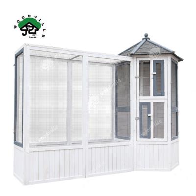 China Breathable High Quality Chinese White Hexagon Fir Birds Outdoor Wooden Bird Cage for sale