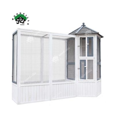 China Large White Outdoor Hexagonal Wooden Macaw Bird Wooden Cage Windproof Breathable Viable Fir for sale