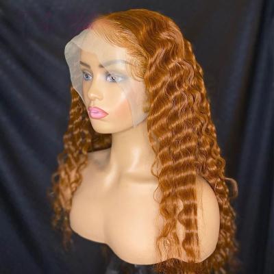 China Deep Wave 13x4 HD Lace Frontal Wigs Deep Wave Hair Wigs 30# Color Brazilian Virgin Hair Glueless Lace Wigs Pre Plucked For Woman for sale