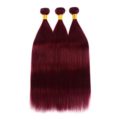 China Brazilian Straight Hair Virgin Hair Bundles Weave Burgundy Color Hair Extensions 100g/PCS for sale