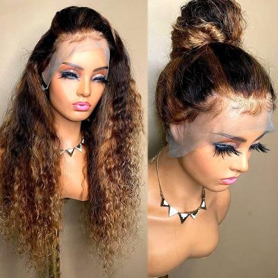 China Curly 360 Curly Lace Wigs Human Hair Front Wigs Pre Plucked Brazilian Virgin Hair For Women Curly Curly Wigs #1B/27/30 for sale