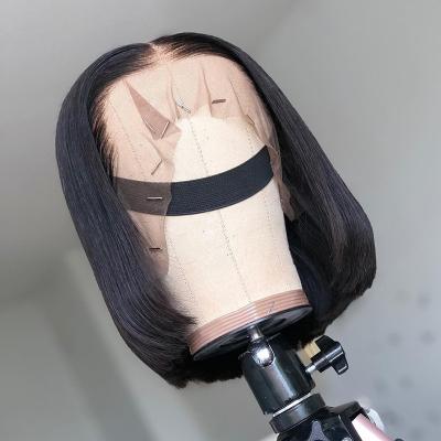 China Bob Straight Wigs Cuticle Full Lace Bob Human Hair Wigs Pre Plucked Brazilian Hair Short Virgin Straight Wig For Woman for sale