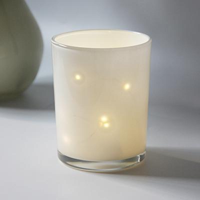 China Home decoration 2019 wholesale cheap 10*12.5 cm straight form white candle holder candle glass cup for sale