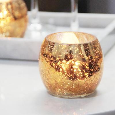 China High Quality Gold Wedding Decoration 2 Glass Votive Candle Holder Home Decoration Set For Home Decor for sale