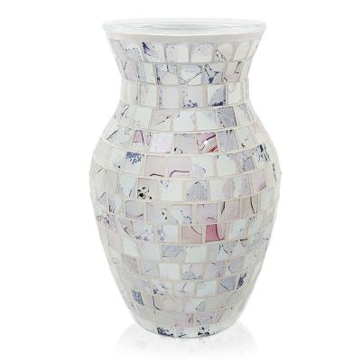 China Borosilicate Heat Resistant Pyrex Glass Best Selling Sophisticated Custom Glass Mosaic Pattern And Color Flower Vase ForHome Wedding Decor for sale