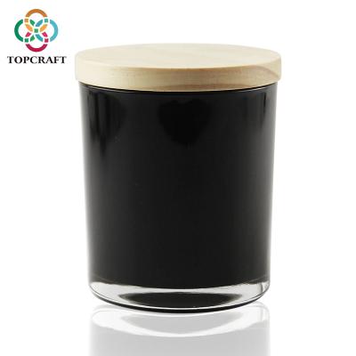 China Wholesale Home Decoration Different Size And Shape Colorful Candle Jars With Wooden Lids And Patterns for sale