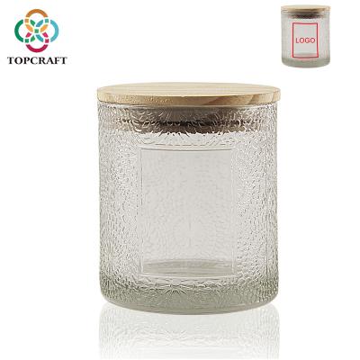 China Wholesale Home Decoration Different Size And Shape Colorful Candle Jars With Wooden Lids And Patterns for sale