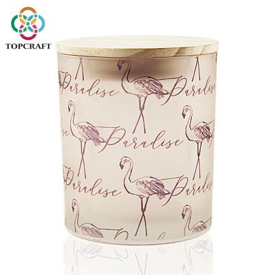 China Wholesale Home Decoration Different Size And Shape Colorful Candle Jars With Wooden Lids And Patterns for sale