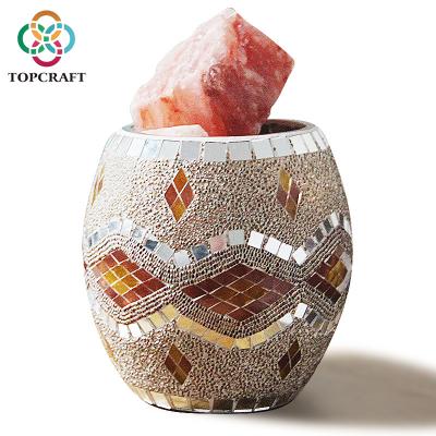 China 2020 New Modern Electric Handmade Yellow Silver Glass Mosaic Natural Himalayan Salt Lamp Accept Custom Made for sale