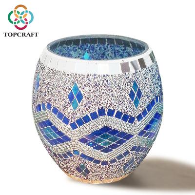 China 2020 Modern Electric Handmade Blue Silver Glass Mosaic Natural Himalayan Salt Lamp New Accept Custom Made for sale