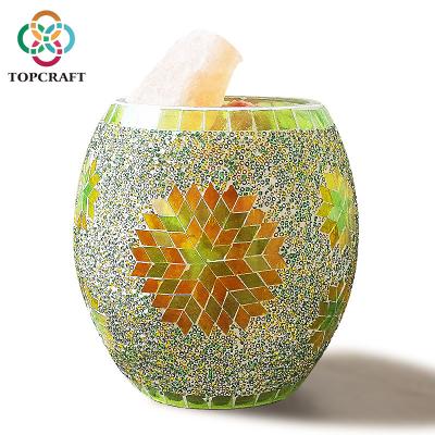 China 2020 New Modern Electric Handmade Glass Snowflake Glass Mosaic New Natural Himalayan Salt Lamp Accept Custom Made for sale