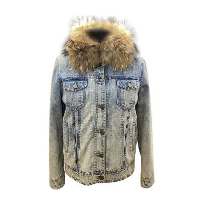 China Best Price Winter High Quality Stylish Waterproof Denim Parka Jacket Top Lady Coat for sale