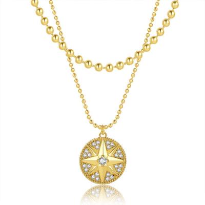 China 2021 Hot Selling Trendy Women's Double-Layer Hexagram Pattern Tarot Card Necklace Charm River Necklace Elements Necklace for sale