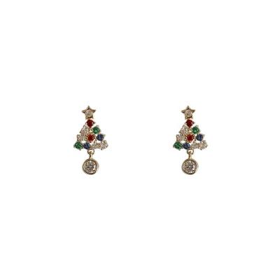 China YichengS925Sterling TRENDY Christmas Tree Mini Silver Ear Studs Cute Earrings Gift Holiday Fashion for sale