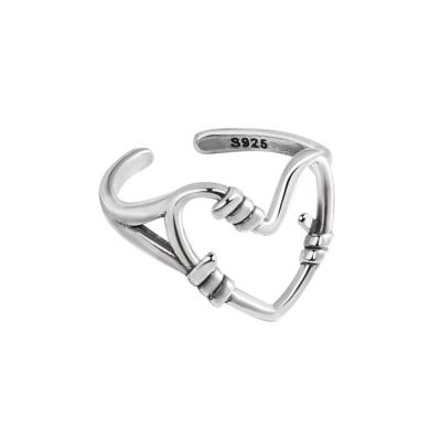 China Hiphop Wrap Around Ring s925 Sterling Silver Heart Shaped Knot Ring Tasty Ring for sale