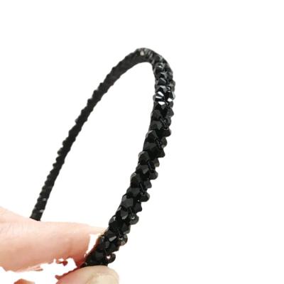 China Durable Double-row crystal beaded headband, hard woven jewelry hair band, Korea simple and joker headband for sale