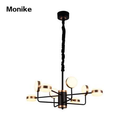 China Nordic Style Decoration Living Room Iron Material Residential Gold Black Chandelier Light for sale