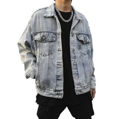 China Breathable Casual Single Button Denim Jacket Turn-Down Collar Men Denim Jacket for sale