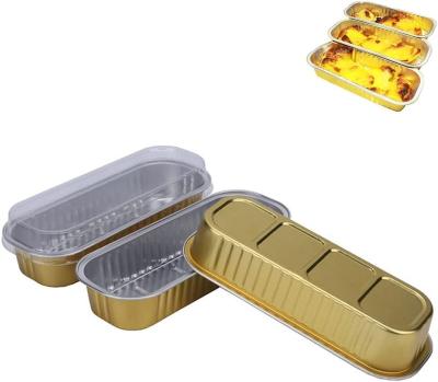 China Durian Foil Pan Airline Food Container Disposable Rectangular Aluminum Cake Food Containers Grilled Baking Box With Lid for sale