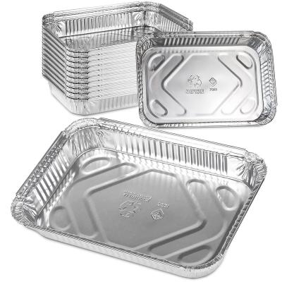 China Disposable Food Aluminum Foil Lunch Box Tin Foil Trays Container With Heavy Duty Normal Packing Plastic Lid for sale