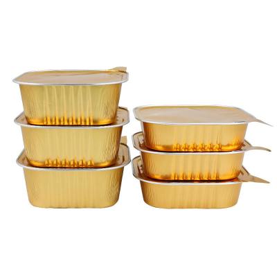 China Heavy Duty Disposable Tin Foil Lunch Boxes Food Grade Aluminum Foil Trays Food Takeaway Containers With Sealing Lids for sale