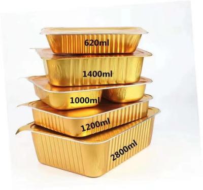 China Gold Aluminum Foil Food Thicker Smooth Storage Baking Container Recycle Food Grade Tin Foil Food Containers Takeout Heavy Duty for sale